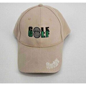 Golf Florida Adj Strapback Hat Sovereign Tourist Tan White Green